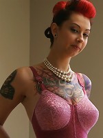 Astounding crazy chick with amazing naturals shows off her countless tattoos all over her body